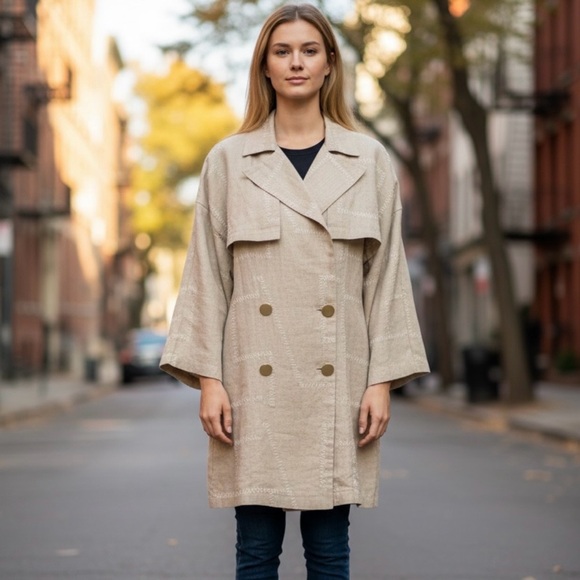 Patrick Kelly Jackets & Blazers - Vintage PATRICK KELLY Women’s 100% Linen Beige Jacket ~ Size 38 ~ MUSEUM WORTHY